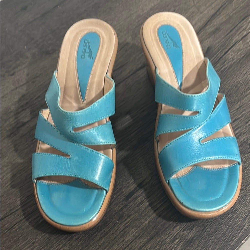 Dansko Blue Mules Comfortable Clogs NWOT